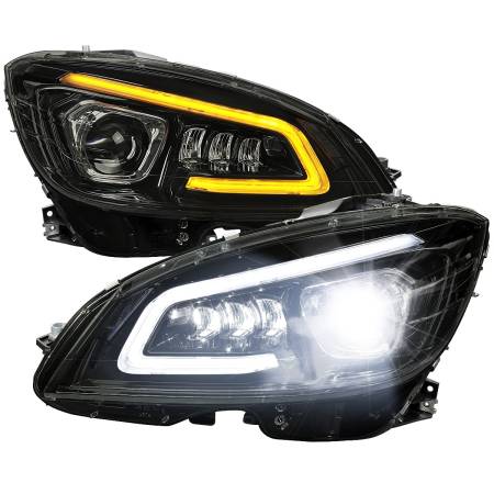 Spec'D Tuning Products - Spec-D 2008-2011 Mercedes Benz W204 C-Class Switchback Sequential Full LED Projector Headlights (Matte Black Housing/Smoke Lens)