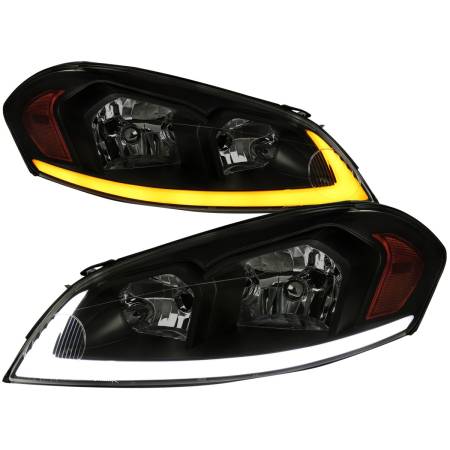 Spec'D Tuning Products - Spec-D 2006-2013 Chevrolet Impala/2014-2016 Impala Limited/2006-2007 Monte Carlo Switchback Sequential Signal LED Bar Factory Style Headlights (Matte Black Housing/Smoke Lens)