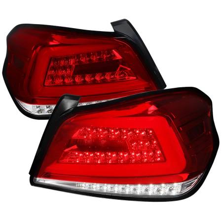 Spec'D Tuning Products - Spec-D 2015-2021 Subaru WRX Sequential White Bar LED Tail Lights (Chrome Housing/Red Lens)