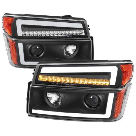 Spec'D Tuning Products - Spec-D 2004-2012 Chevrolet Colorado/GMC Canyon LED Sequential Turn Signal Projector Headlights and Corner Lamp Assembly (Matte Black Housing/Clear Lens)
