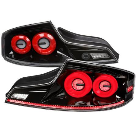 Spec'D Tuning Products - Spec-D 2003-2007 Infiniti G35 Coupe Red LED Halo Sequential Signal Tail Lights (Glossy Black Housing/Clear Lens)