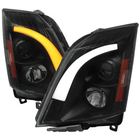 Spec'D Tuning Products - Spec-D 2008-2014 Cadillac CTS Switchback Sequential LED Bar Projector Headlights (Matte Black Housing/Smoke Lens)