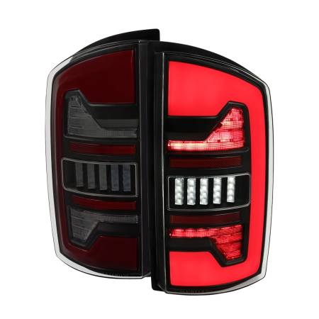 Spec'D Tuning Products - Spec-D 2002-2006 Dodge RAM 1500/2500/3500 Red LED Bar Tail Lights (Matte Black Housing/Smoke Lens)