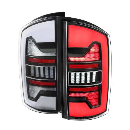 Spec'D Tuning Products - Spec-D 2007-2009 Dodge RAM 1500/2500/3500 White LED Bar Tail Lights (Matte Black Housing/Clear Lens)