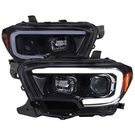 Spec'D Tuning Products - Spec-D 2016-2023 Toyota Tacoma Switchback Sequential LED Bar Projector Headlights (Glossy Black Housing/Smoke Lens)
