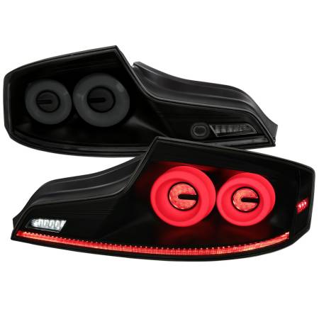 Spec'D Tuning Products - Spec-D 2003-2007 Infiniti G35 Coupe White LED Halo Sequential Signal Tail Lights (Matte Black Housing/Smoke Lens)