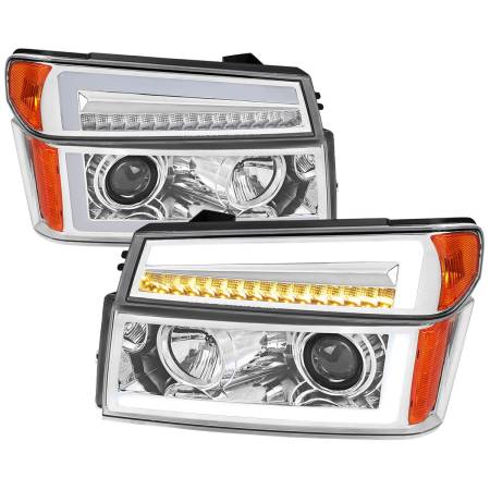 Spec'D Tuning Products - Spec-D 2004-2012 Chevrolet Colorado/GMC Canyon LED Sequential Turn Signal Projector Headlights and Corner Lamp Assembly (Chrome Housing/Clear Lens)