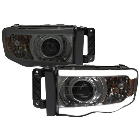 Spec'D Tuning Products - Spec-D 2002-2005 Dodge Ram 1500 / 2003-2005 Dodge Ram 2500 / 3500 LED Tube Projector Headlights (Chrome Housing/Smoke Lens)