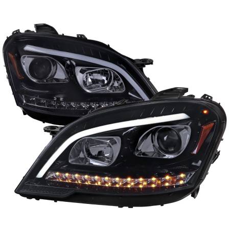 Spec'D Tuning Products - Spec-D 2009-2011 Mercedes Benz W164 ML-Class LED Sequetial Turn Signal Projector Headlights (Glossy Black Housing/Smoke Lens)