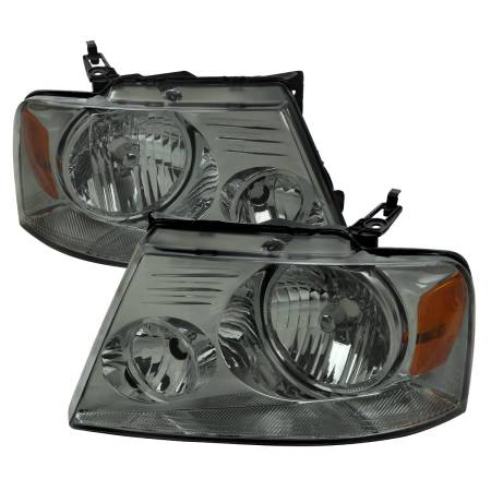 Spec'D Tuning Products - Spec-D 2004-2008 Ford F-150/2006-2008 Lincoln Mark LT Factory Style Headlights w/ Amber Reflector (Chrome Housing/Light Smoke Lens)