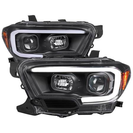 Spec'D Tuning Products - Spec-D 2016-2023 Toyota Tacoma Switchback Sequential LED C-Bar Projector Headlights (Matte Black Housing/Clear Lens)