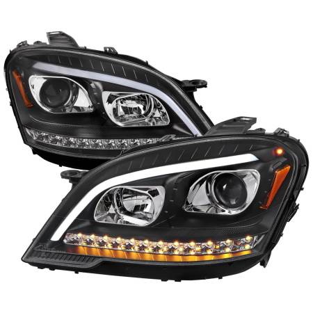 Spec'D Tuning Products - Spec-D 2009-2011 Mercedes Benz W164 ML-Class LED Sequetial Turn Signal Projector Headlights (Matte Black Housing/Clear Lens)