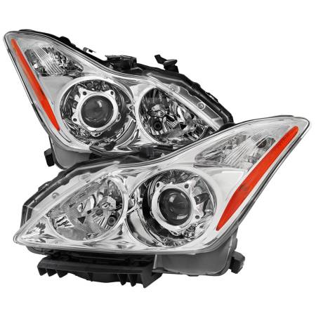 Spec'D Tuning Products - Spec-D 2008-2013 Infiniti G37/2014-2015 Q60 2 Door Coupe/Convertible Factory Style Projector Headlights (Chrome Housing/Clear Lens)