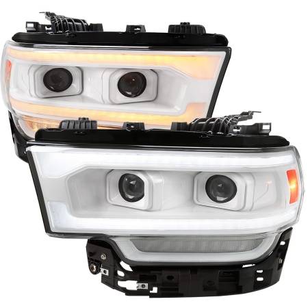 Spec'D Tuning Products - Spec-D 2019-2022 Dodge RAM 2500/3500/4500/5500 Switchback Sequential LED Turn Signal Projector Headlights (White Housing/Clear Lens)