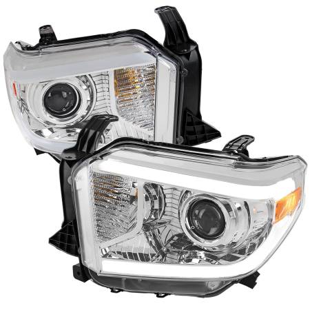 Spec'D Tuning Products - Spec-D 2014-2021 Toyota Tundra LED Switchback Sequential Turn Signal LED Bar Projector Headlights (Chrome Housing/Clear Lens)