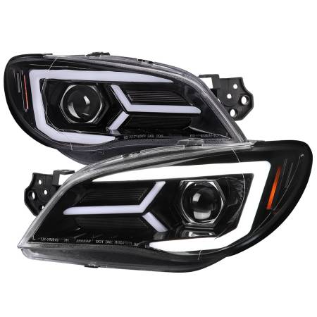 Spec'D Tuning Products - Spec-D 2006-2007 Subaru Impreza WRX STI LED Bar Sequential Turn Signal Projector Headlights (Glossy Black Housing/Clear Lens)