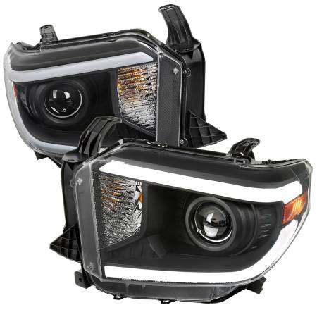 Spec'D Tuning Products - Spec-D 2014-2021 Toyota Tundra LED Switchback Sequential Turn Signal LED Bar Projector Headlights (Matte Black Housing/Clear Lens)