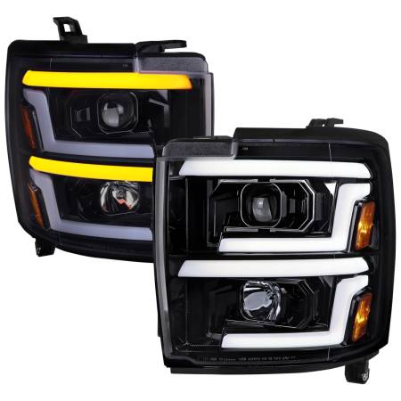 Spec'D Tuning Products - Spec-D 2015-2019 Chevrolet Silverado 2500HD/3500HD Switchback Sequential LED Turn Signal Projector Headlights (Glossy Black Housing/Smoke Lens)