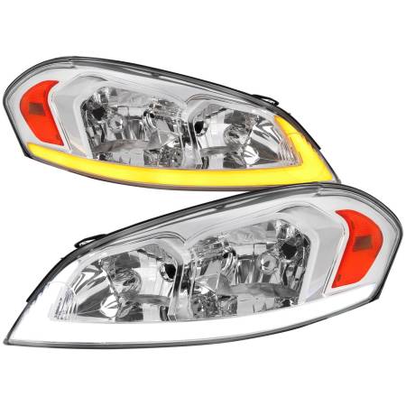 Spec'D Tuning Products - Spec-D 2006-2013 Chevrolet Impala/2014-2016 Impala Limited/2006-2007 Monte Carlo Switchback Sequential Signal LED Bar Factory Style Headlights (Chrome Housing/Clear Lens)