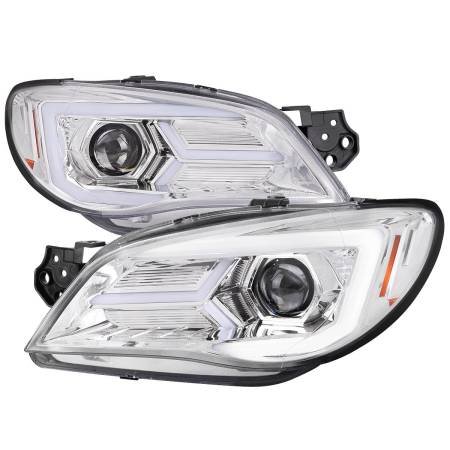 Spec'D Tuning Products - Spec-D 2006-2007 Subaru Impreza WRX STI LED Bar Sequential Turn Signal Projector Headlights (Chrome Housing/Clear Lens)