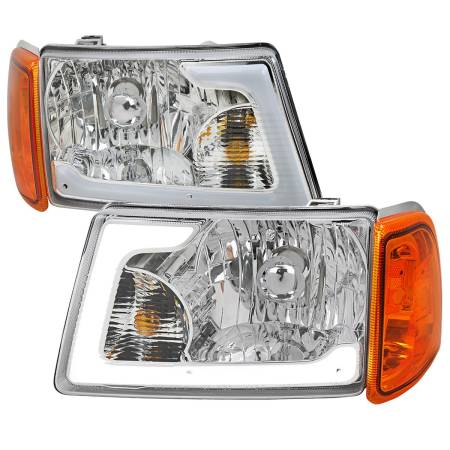 Spec'D Tuning Products - Spec-D 2001-2011 Ford Ranger LED Bar Factory Style Headlights w/Amber Corner Lamp (Chrome Housing/Clear Lens)