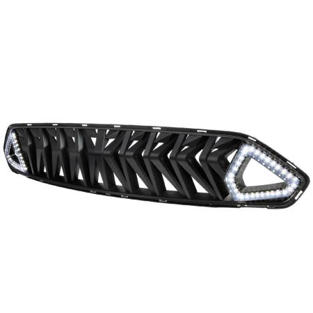 Spec'D Tuning Products - Spec-D 2018-2023 Ford Mustang Shark Style Hood Grille w/ Sequential LED Turn Signal Lights