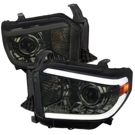 Spec'D Tuning Products - Spec-D 2014-2021 Toyota Tundra LED Switchback Sequential Turn Signal LED Bar Projector Headlights (Chrome Housing/Smoke Lens)