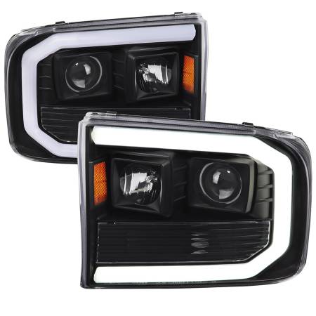 Spec'D Tuning Products - Spec-D 1999-2004 Ford F-250/F-350/F-450/F-550 /2000-2004 Ford Excursion LED Bar Projector Headlights (Matte Black Housing/Clear Lens)