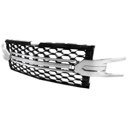 Spec'D Tuning Products - Spec-D 2019-2023 Chevrolet Silverado 1500 LT Glossy Black Honeycomb Hood Grille w/ Chrome Trim