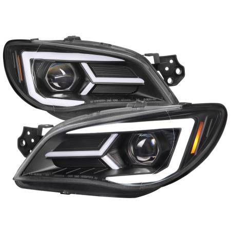 Spec'D Tuning Products - Spec-D 2006-2007 Subaru Impreza WRX STI LED Bar Sequential Turn Signal Projector Headlights (Matte Black Housing/Clear Lens)