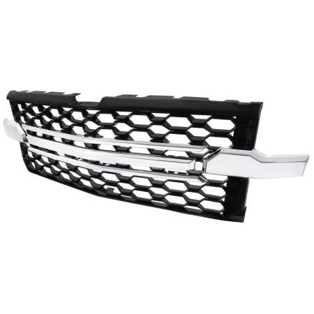 Spec'D Tuning Products - Spec-D 2019-2022 Chevrolet Silverado 1500 WT Glossy Black Honeycomb Hood Grille w/ Chrome Trim