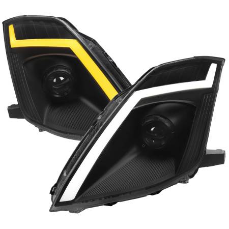 Spec'D Tuning Products - Spec-D 2006-2009 Nissan 350Z Switchback Sequential Turn Signal Animated LED Bar Projector Headlights (Matte Black Housing/Clear Lens)