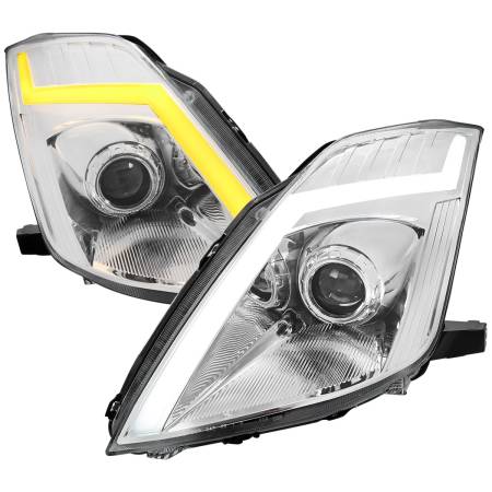 Spec'D Tuning Products - Spec-D 2006-2009 Nissan 350Z Switchback Sequential Turn Signal Animated LED Bar Projector Headlights (Chrome Housing/Clear Lens)