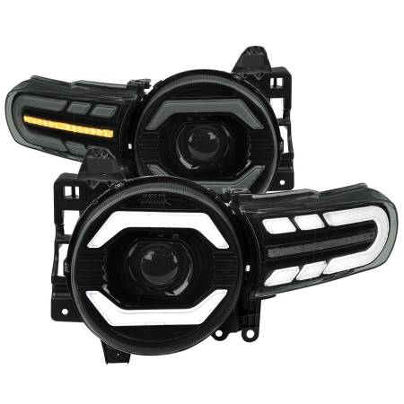 Spec'D Tuning Products - Spec-D 2007-2014 Toyota FJ Cruiser Switchback Sequential Turn Signal Animated LED Bar Projector Headlights (Matte Black Housing/Smoke Lens)