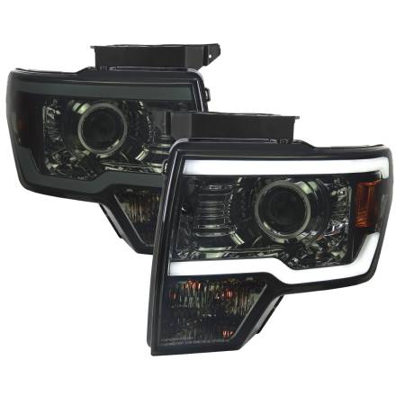 Spec'D Tuning Products - Spec-D 2009-2014 Ford F-150 LED Strip Projector Headlights (Chrome Housing/Smoke Lens)
