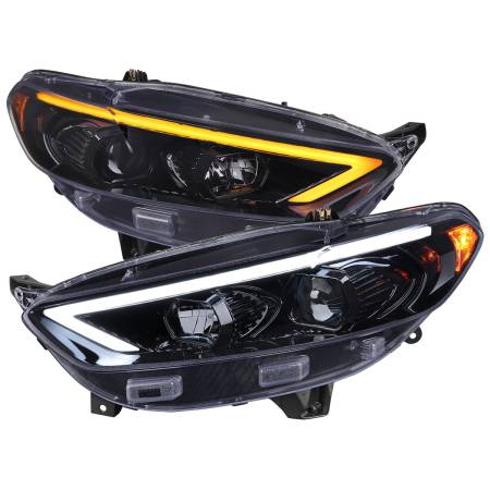 Spec'D Tuning Products - Spec-D 2013-2016 Ford Fusion Switchback Sequential Turn Signal Projector Headlights (Glossy Black Housing/Smoke Lens)
