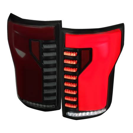 Spec'D Tuning Products - Spec-D 2015-2017 Ford F-150 Sequential Turn Signal Animated Red LED Bar Tail Lights (Black Housing/Smoke Lens)