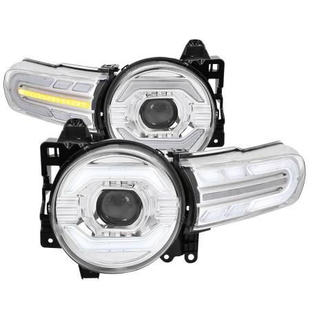Spec'D Tuning Products - Spec-D 2007-2014 Toyota FJ Cruiser Switchback Sequential Turn Signal Animated LED Bar Projector Headlights (Chrome Housing/Clear Lens)