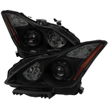 Spec'D Tuning Products - Spec-D 2008-2013 Infiniti G37/2014-2015 Q60 2 Door Coupe/Convertible Factory Style Projector Headlights (Matte Black Housing/Smoke Lens)