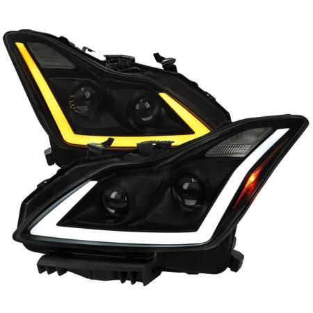 Spec'D Tuning Products - Spec-D 2008-2013 Infiniti G37/2014-2015 Q60 Coupe/Convertible Sequential Switchback LED Turn Signal Projector Headlights (Matte Black Housing/Smoke Lens)