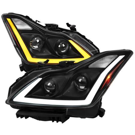 Spec'D Tuning Products - Spec-D 2008-2013 Infiniti G37/2014-2015 Q60 Coupe/Convertible Sequential Switchback LED Turn Signal Projector Headlights (Matte Black Housing/Clear Lens)