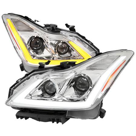 Spec'D Tuning Products - Spec-D 2008-2013 Infiniti G37/2014-2015 Q60 Coupe/Convertible Sequential Switchback LED Turn Signal Projector Headlights (Chrome Housing/Clear Lens)