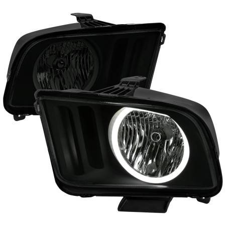 Spec'D Tuning Products - Spec-D 2005-2009 Ford Mustang LED Halo Factory Style Headlights (Matte Black Housing/Smoke Lens)