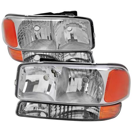 Spec'D Tuning Products - Spec-D 1999-2006 GMC Sierra/2007 Sierra Classic/2000-2006 Yukon/XL Factory Style Headlights and Bumper Lights with Amber Reflector (Chrome Housing/Clear Lens)