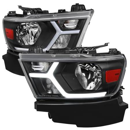 Spec'D Tuning Products - Spec-D 2019-2022 Dodge RAM 1500 Animated LED Bar Factory Style Headlights (Matte Black Housing/Clear Lens)