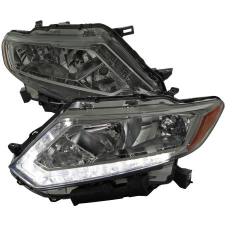 Spec'D Tuning Products - Spec-D 2014-2016 Nissan Rogue LED Strip Factory Style Headlights (Chrome Housing/Smoke Lens)