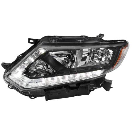 Spec'D Tuning Products - Spec-D 2014-2016 Nissan Rogue LED Strip Factory Style Driver/Left Side Headlight (Matte Black Housing/Clear Lens)