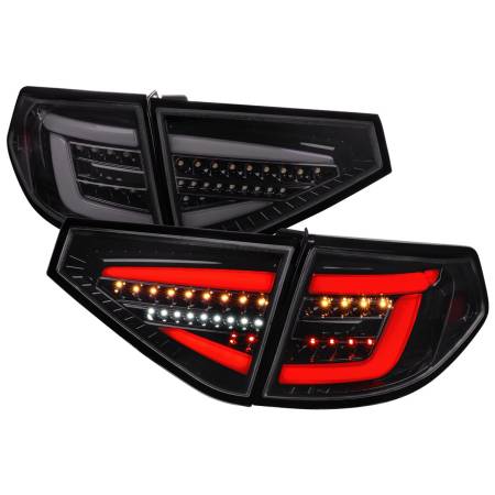Spec'D Tuning Products - Spec-D 2008-2014 Subaru Impreza WRX Hatchback LED Sequential Tube Tail Lights (Glossy Black Housing/Dark Smoke Lens)