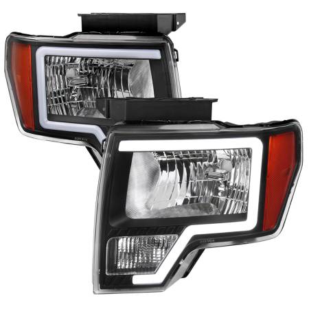 Spec'D Tuning Products - Spec-D 2009-2014 Ford F-150 LED Bar Factory Style Headlights with Amber Reflectors (Matte Black Housing/Clear Lens)