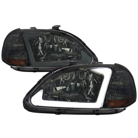 Spec'D Tuning Products - Spec-D 1996-1998 Honda Civic Coupe/Sedan LED Bar Factory Style Headlights (Chrome Housing/Smoke Lens)